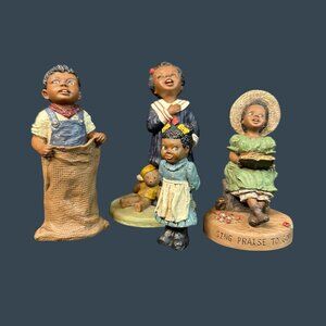 Vintage Martha Holcombe Figurine Set Of 4 African American "All God's Children"